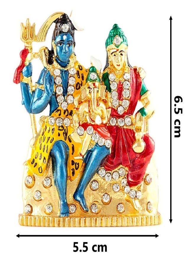 GCT Lord Shiv Parivar Idol Shiva Parvati Ganesha Family Statue Shankar Murti (B-108) Color Metal Statue for Home Décor Car Dashboard Mandir Pooja Murti Temple Puja Office Table Showpiece - Image 2